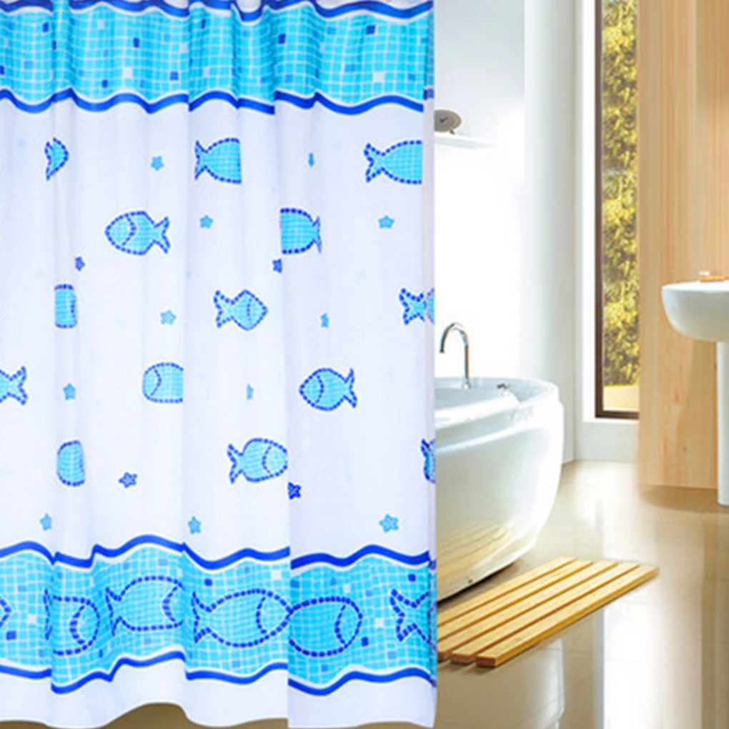 6 Size Sea Fish Pattern Polyester Bathroom Curtain Waterproof Mildew