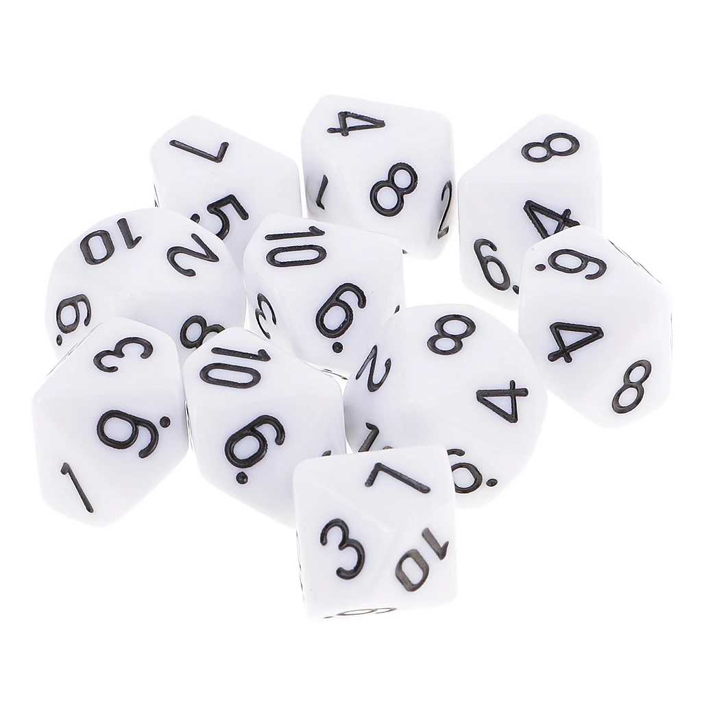 10pcs Ten Sided D10 Dice for Playing Dungeons and Dragons D&D RPG Board Game Favors and Math Teaching, 5 Colors to Choose