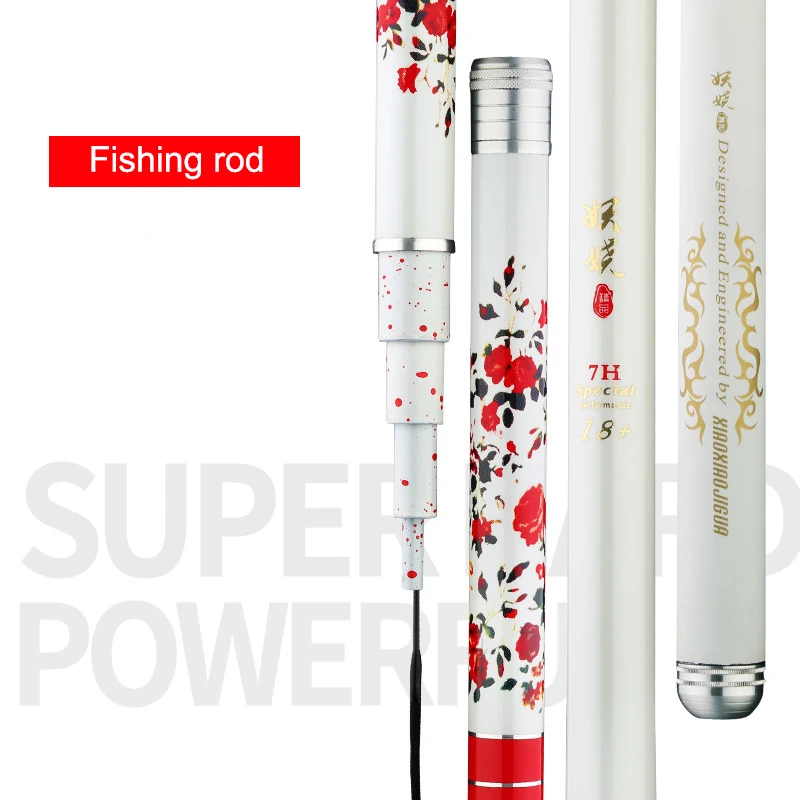 

FRP Fishing Rod Rose Pattern Telescopic Ultralight Fishing Pole for Stream Freshwater YS-BUY