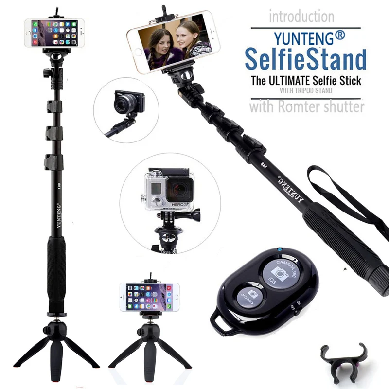 Bluetooth Selfie Stick GoPro Monopod with Tripod Stand for iPhone and Android