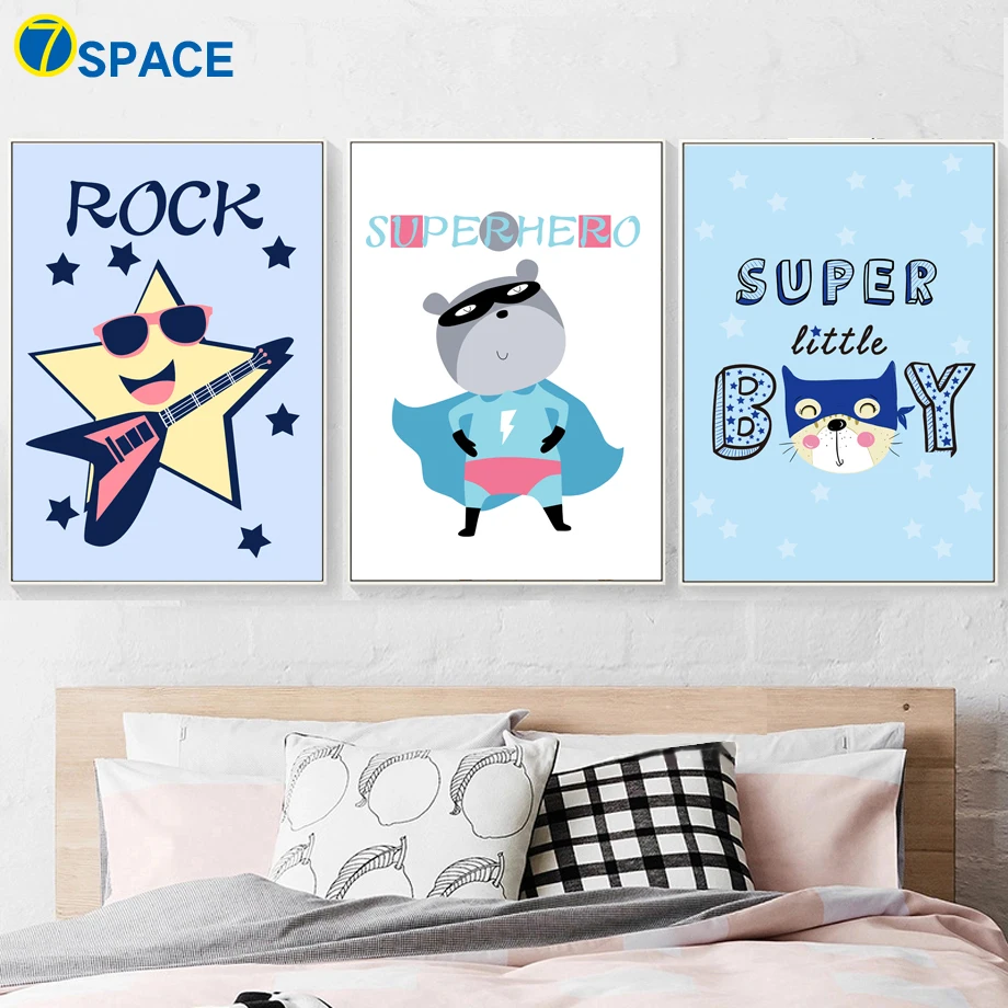 

Rock Superhero Bear Star Nordic Posters And Prints Wall Art Canvas Painting Wall Pictures For Baby Boy Room Nursery Print Decor