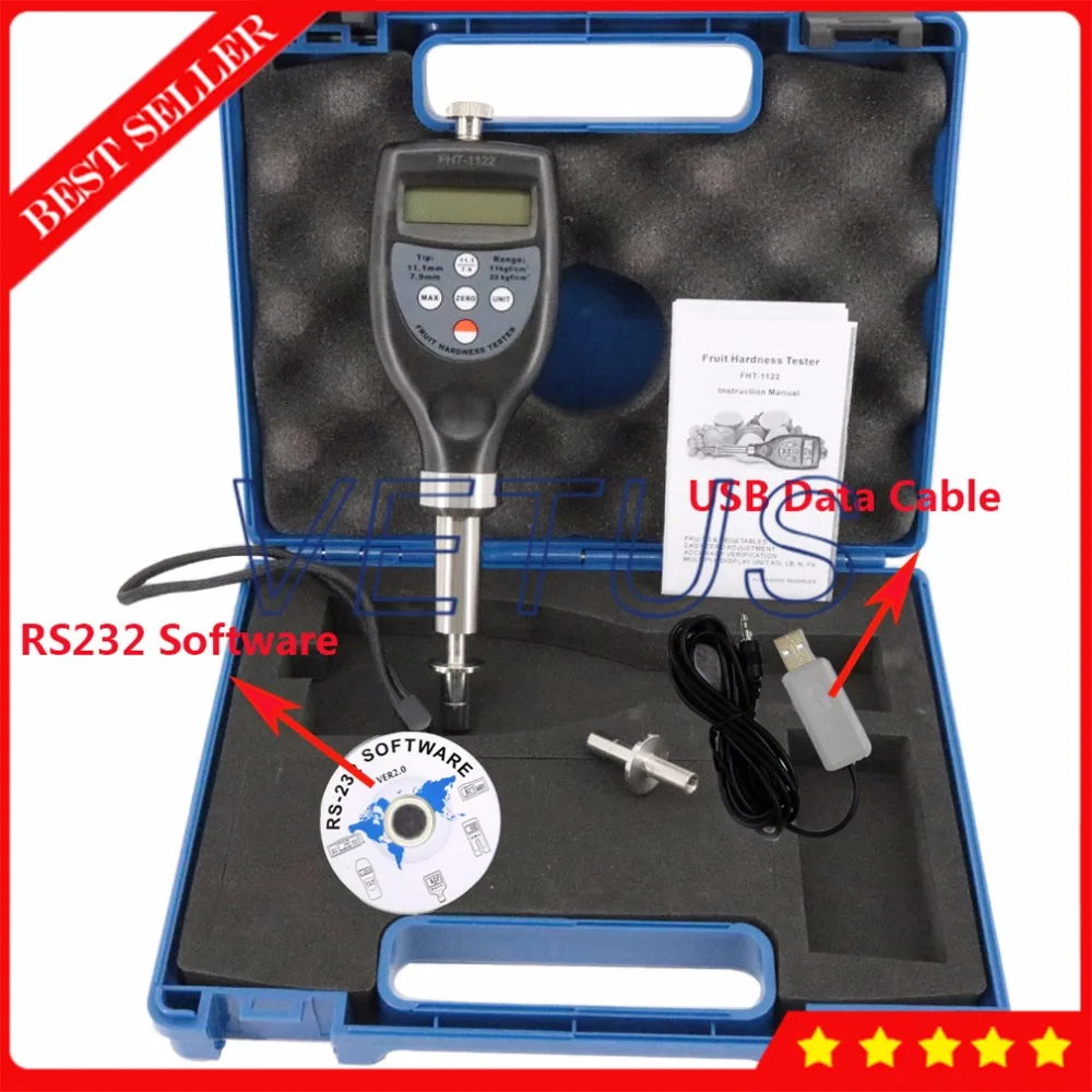 FHT-1122 Карманный Компактный фруктовый пенетрометр с usb-кабелем для передачи данных и программным обеспечением твердомер для овощей и фруктов