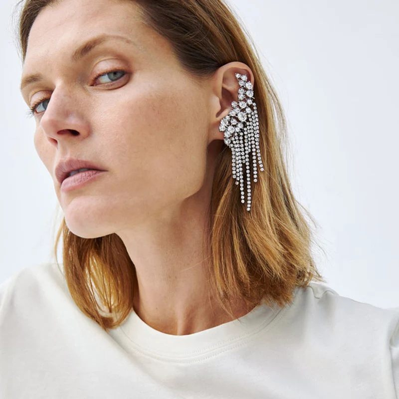 

JUJIA za Crystal Tassel Drop Earrings For Women Jewelry Accessories Luxury Statement Dangle Earrings Wholesale 2019