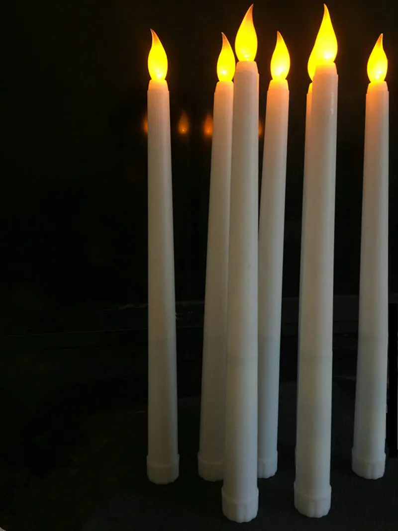 

11" Led battery operated flickering flameless Ivory taper candle lamps stick candle Xmas wedding table room Church decor 28cm(H)