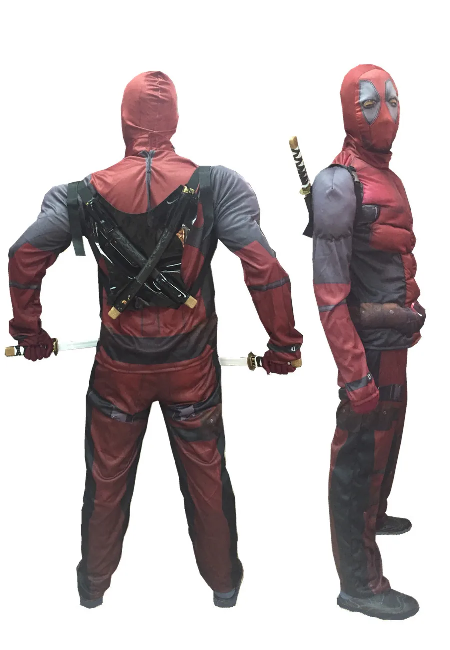 

2016 HOT High Quality Custom Made Super Hero Deadpool Muscle costume With Mask kids Cosplay Costume
