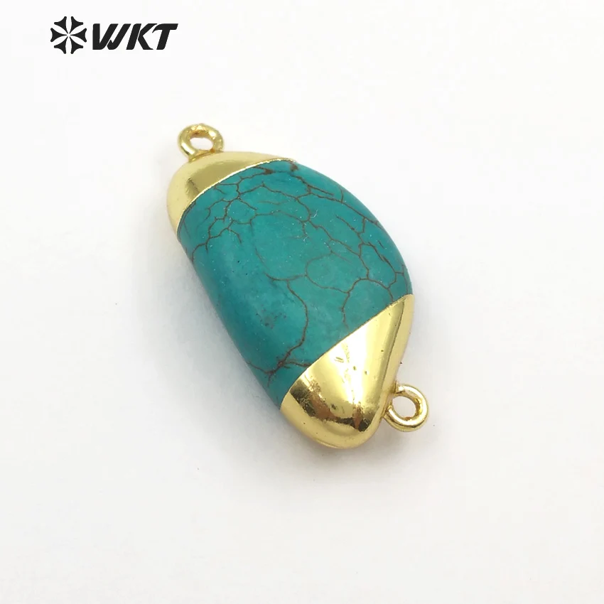 

Подвеска из WT-C266 натурального говлита с золотым покрытием, золотые соединители с двумя поручнями необработанной формы для изготовления ювелирных изделий