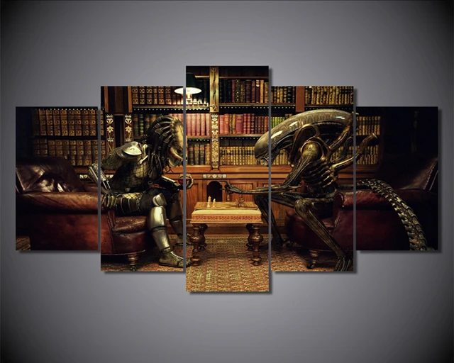 5piece canvas print wall art hd printed canvas wall art aliens vs