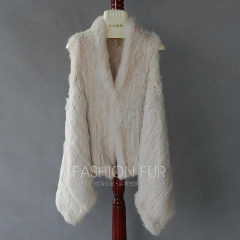 

FXFURS Rabbit Fur Knitted Fur Vest Handmade Double Faced Knitted Waistcoat Medium-long Fur Cardigan Fashion Fur Gilets