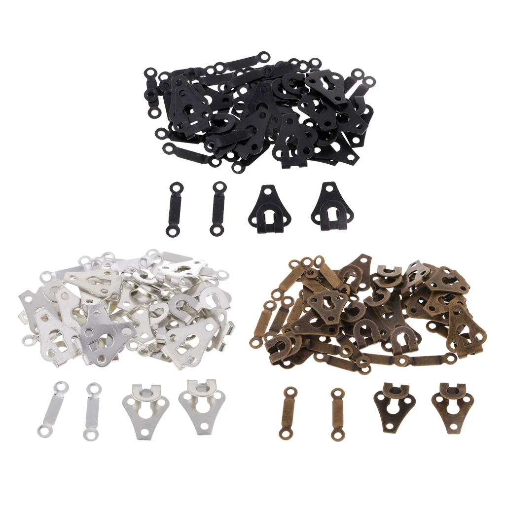 60 Sets Metal Hook and Eye Closures Fastener for Trouser Jeans Dress Sewing