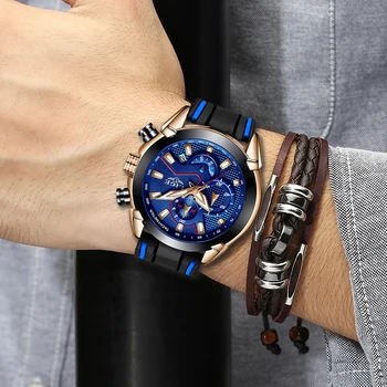 

2019 LIGE Top Brand Luxury Men Watches Silica Strap Men's Quartz Watch For Man Sports Army Military Wrist Watch erkek kol saati
