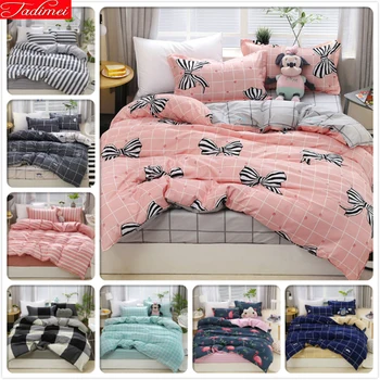 

Pink Plaid Adult Kids Child Soft Duvet Cover 3/4 pcs Bedding Set Bed Linen Single Full Double Queen King Size Bedspreads 180x220