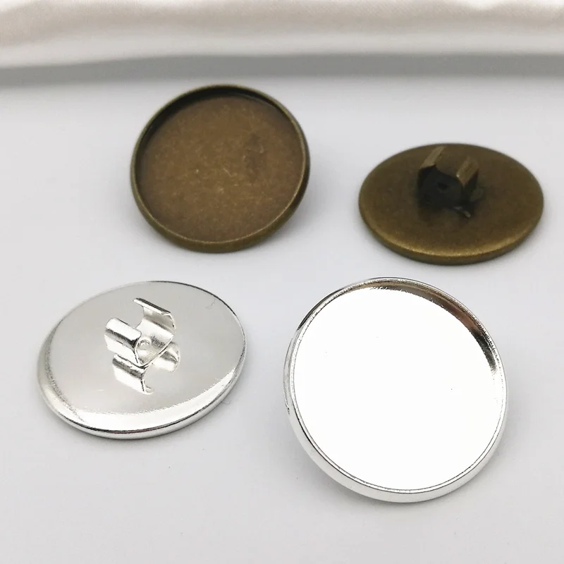

10-20mm 50pcs/lot Leather Rope Tray Buckle Brass Silver/Antique Bronze Blank Hairpin Buckle Cameo Cabochon Base Jewelry