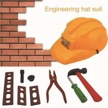 Ролевые игры пожарные полицейские инженерный шлем огненный колпачок костюм пластиковый костюм для родителей и детей дети мальчик образование подарок