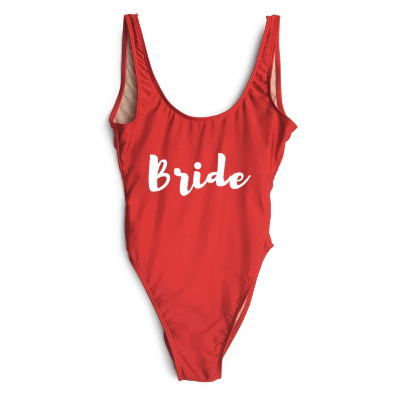 Пляжная одежда, купальник для невесты, Женский сдельный купальник, купальный костюм, Maillots de bain femmes, сексуальный боди, монокини для девочек, для свадьбы - Цвет: RDWT