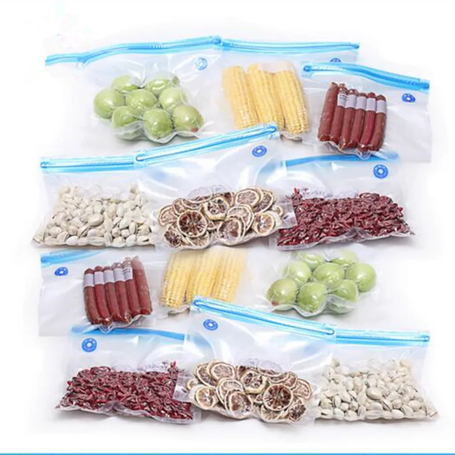 주방 진공 기계 진공 가방, 투명 보관 가방, 공간 절약 씰 백, 펌핑 진공, 5 가지 크기