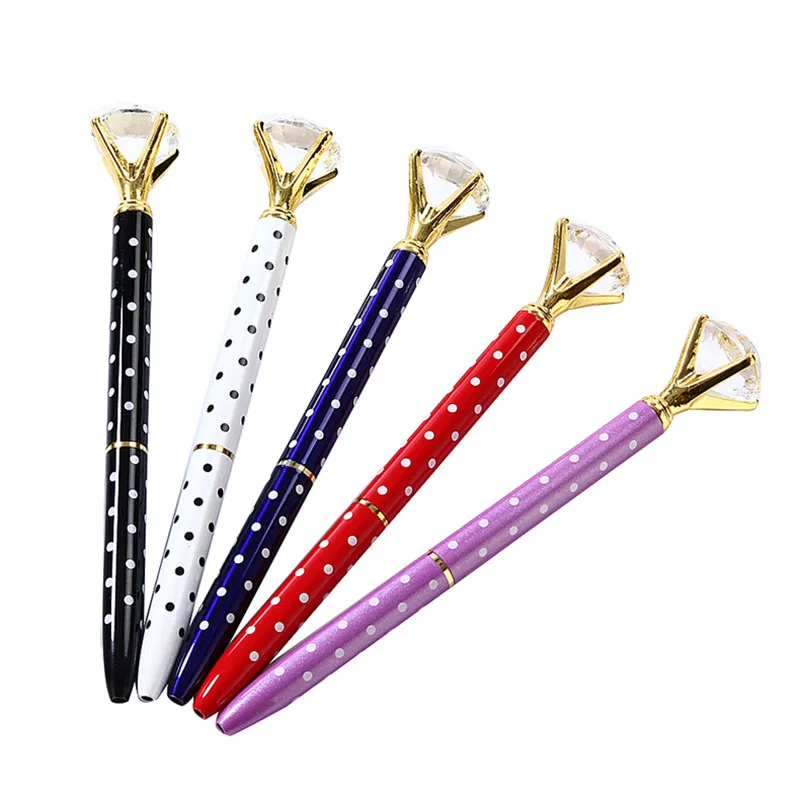 1PCS Crystal Ball Pens Polka Dot Fashion Girl 19 Carat Large Diamond