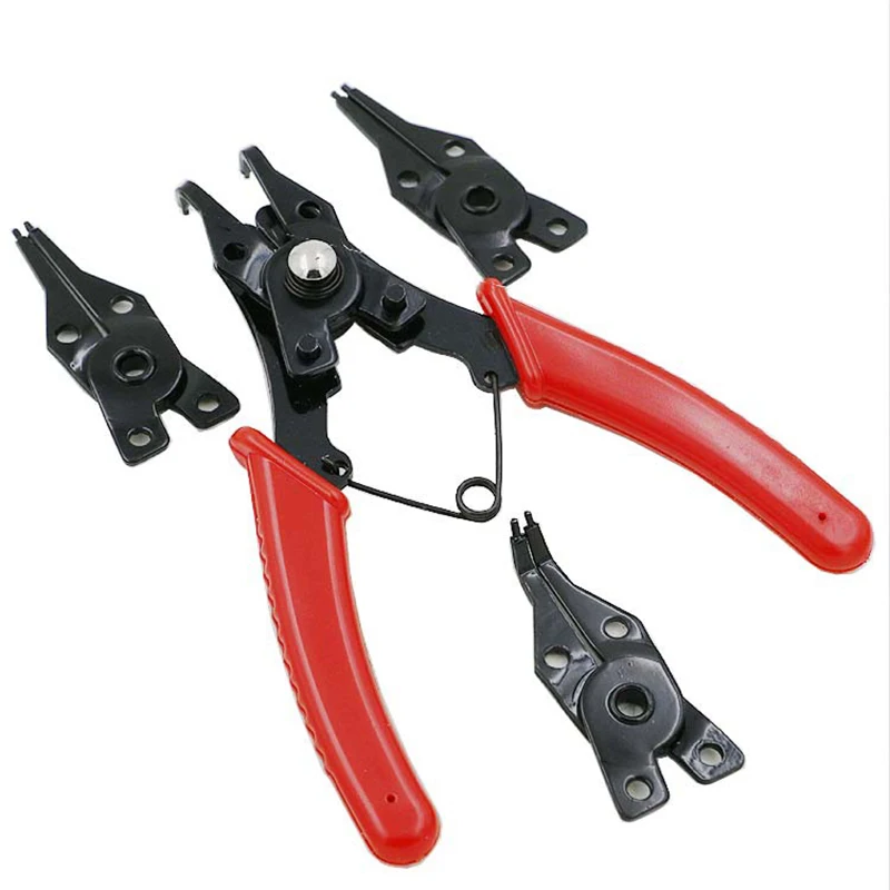 

New 4 in 1 Circlip Snap Ring Plier Four Headed Pliers Fastener Shaft Used Spring Disassembly Puller Springs Multitool Pliers Set