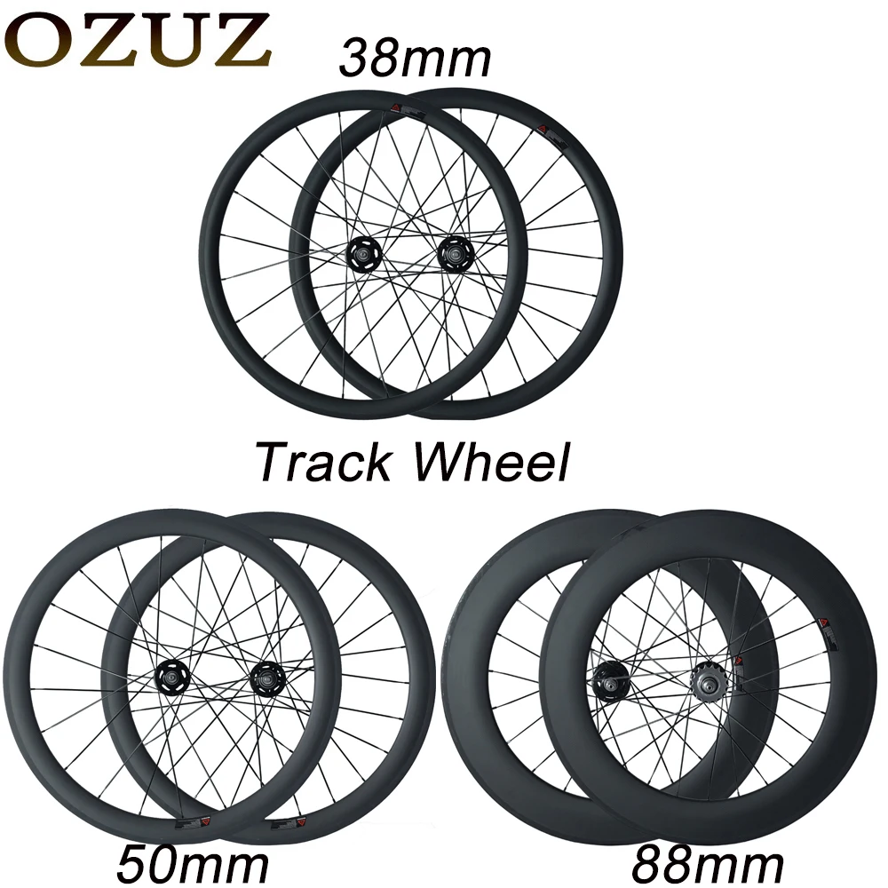 

OZUZ Track bike wheelset clincher carbon wheels 700c 38mm 50mm 88mm tubular 23mm wide Fixed Gear Hub bicycle wheel free shipping