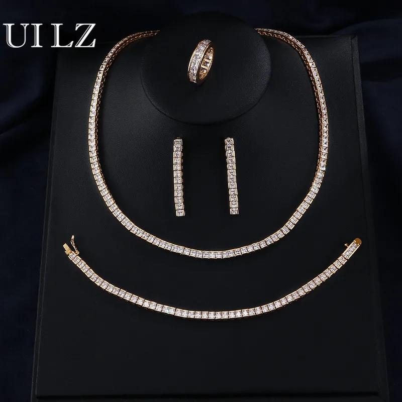 

UILZ 3 PCS White Gold Jewelry Set For Women Choker Wedding Jewelry Set US247