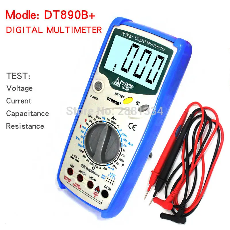 

HONEYTEK DT890B+ Multimeter handheld and battery operated Digital Meter omnipotent table can measure capacitance AC / DC / HOT!
