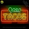 Open Tacos Neon Sign Bear neon bulb Sign neon lights for Beer Pub Real glass Tube Handcrafted Iconic Sign Display light up lamps
