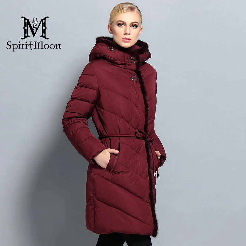 SpiritMoon 2017 Winter Women Thick Coat Female Coat Bio Down Jacket Hooded Thick Parka With Natural Mink Fur Plus Size 5XL 6XL