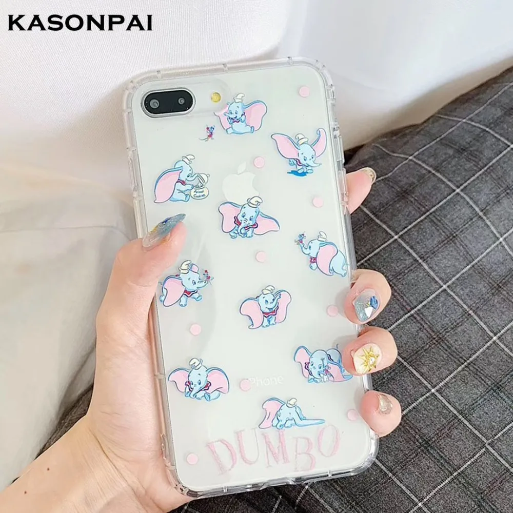 

Funny Pattern Fly Elephant Phone Cases For iphone Xs MAX XR X Cartoon Dumbo Clear Soft TPU Back Cover For iphone 7 8 plus 6 6s