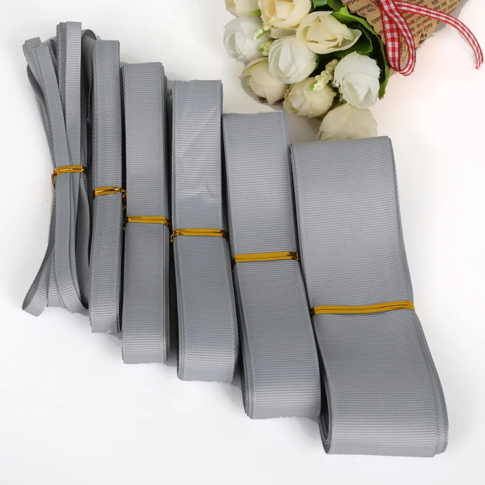 

5 Yards/lot 7mm/10mm/15mm/20mm/25mm/38mm Gray Grosgrain Ribbon Wedding Decoration Gift Wrap Christmas Ribbon DIY Bow Craft