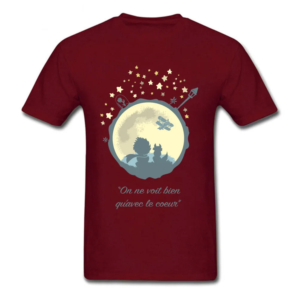 Prince The Moon VALENTINE DAY Cotton Fabric Round Collar Tops Tees Short Sleeve Comics Tops & Tees Funny Design T-Shirt Prince The Moon maroon
