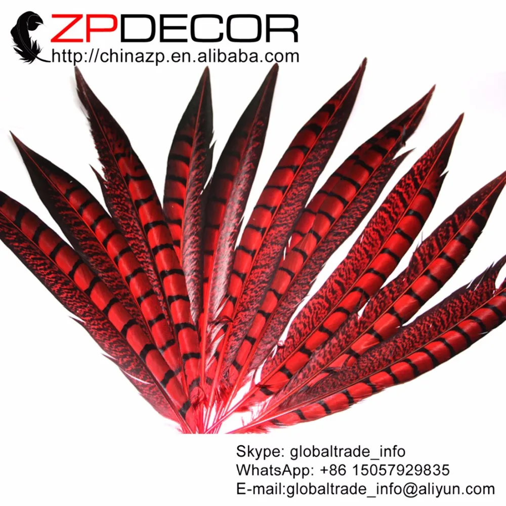 Ведущий поставщик zpdecor 10-12 дюймов(25-30 см) 50 шт./лот сексуальные красные окрашенные Алмазный фазан хвостовые перья