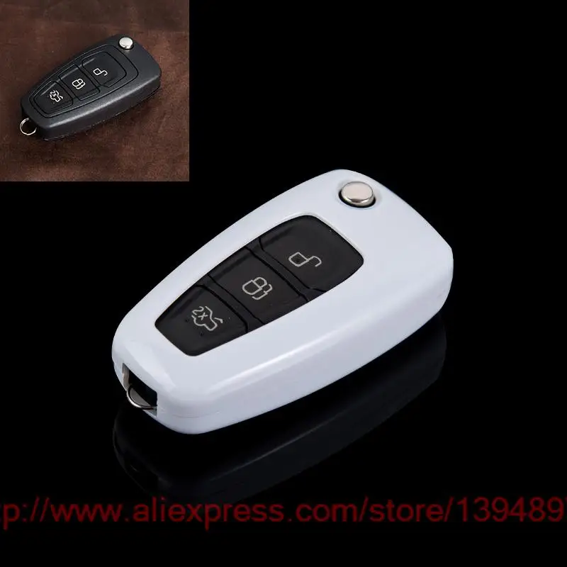 Автомобильный ключ ABS chian/чехол для ключей/Сумка для ключей, пригодный для Ford Focus Ecosport Escape Fiesta Edge mustang S-MAX explorer - Название цвета: Model  2 white