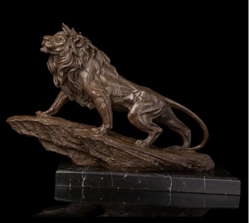 

Copper decoration Fine Buddha Brass King Lion Bronze statue of formidable Animals Lions metal Crafts carving decoration of hotel