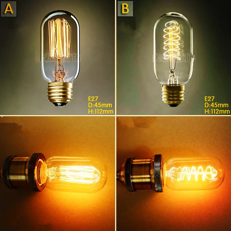 

2pcs 40W T45 Bombilla Edison Bulb Light Bombillas Vintage Light Bulb Edison Lamp Ampoules Decoratives T45