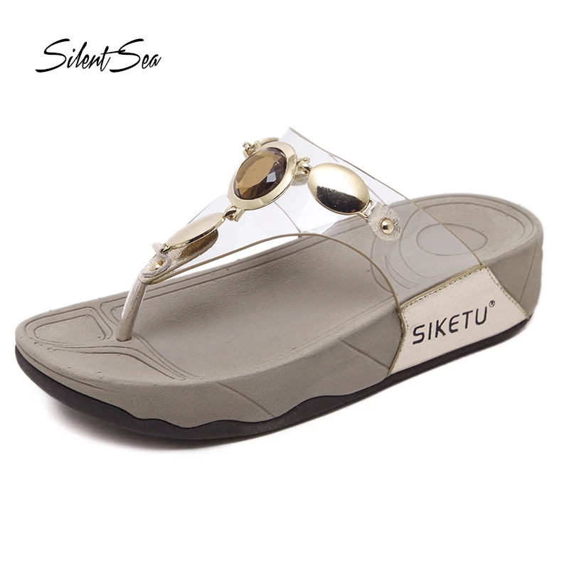 

Silentsea Home Slipper Women Indoor Bedroom Outdoor Slippers Woman Gradient Color Plus Size Beach Flat Shoes Women House shoes