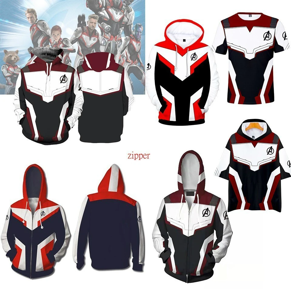 

2019 Marvel The Avengers 4 Endgame Quantum Realm Cosplay Costume Hoodies Men Hooded Avengers Zipper End Game Sweatshirt Jacket