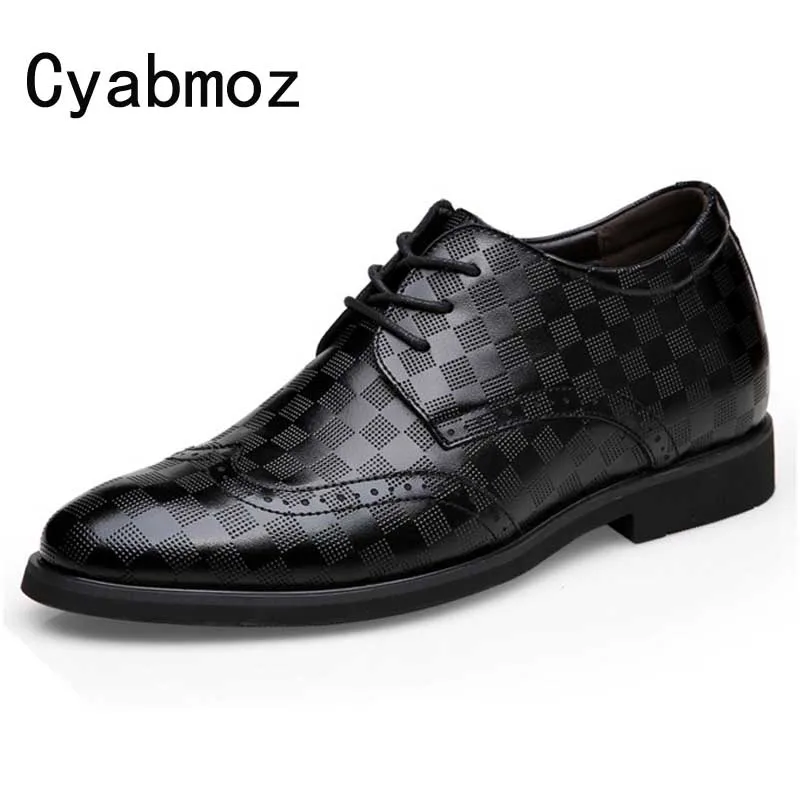 

Inside height increase 6cm/8cm/10cm mens split leather brogues dress shoes business wedding casual shoes men office work oxfords