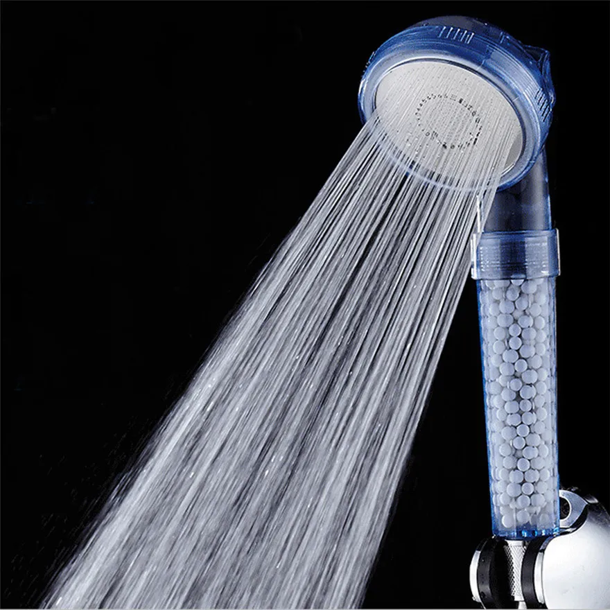 

High Pressure Shower Head Bathroom Water Saving 3 Filter Function Ionic Filtration Heads with Filter Beads #0111 A#487