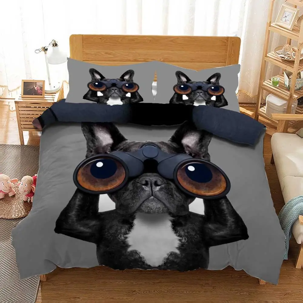 

Personality customization Cute pet dog Bedding Duvet Cover Set Pillowcase Microfiber Soft Comforter Bedroom Single Queen King