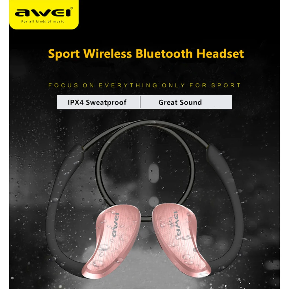 Awei Sport Blutooth Earbud Earpiece Wireless Headphone Headset Auriculares Bluetooth Earphone For In Ear Phone iPhone Running