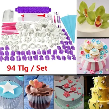 

94PCS Cake Decorating Tools Fondant Cake Pastry Cutters Baking Tools Dough Roller Rolling Pin Full Set