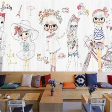 Beibehang Классическая мода старшие обои ручная роспись дети девушка мода шоу фон стены papel де parede 3d обои