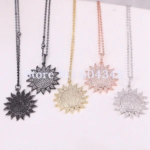 Mix Color Necklace 5 прядей Zyunz Мода Медь микро Pave CZ кулон в виде цветка кулон ожерелье для женщин - Окраска металла: Mix Color Necklace