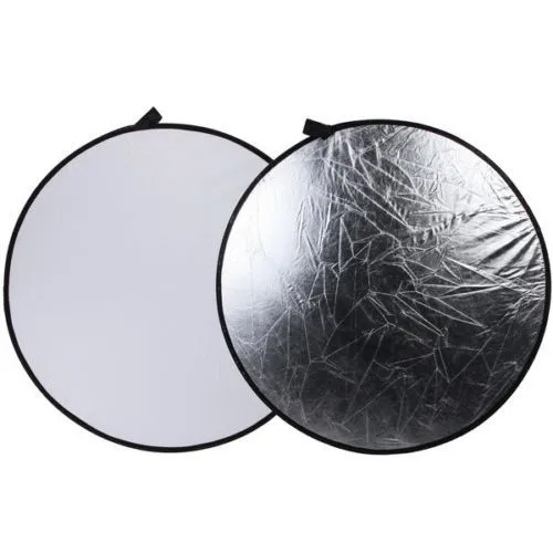 

60cm 2 in 1 Silver/White Collapsible Light Round Photography Reflector Light Diffuser for DSLR Photo and Studio