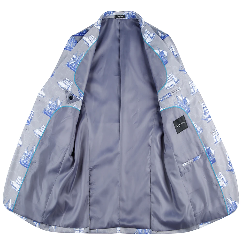 Elegant Easter Blazer Men 2018 sea Printed design Jacket loose size Masculino Plus Size US 38R-48R Casual Men Blazer coat