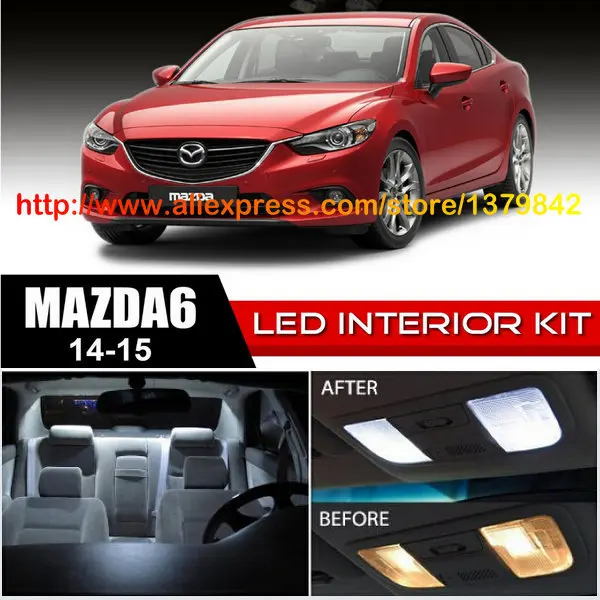 

Free Shipping 12Pcs/Lot car-styling 12v Xenon White/Blue Package Kit LED Interior Lights For 14-15 Mazda 6