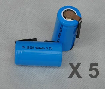 

5PCS 3.7V 18350 li-ion rechargeable battery 900mah lithium ion li-ion cell with welding tab pins flat top