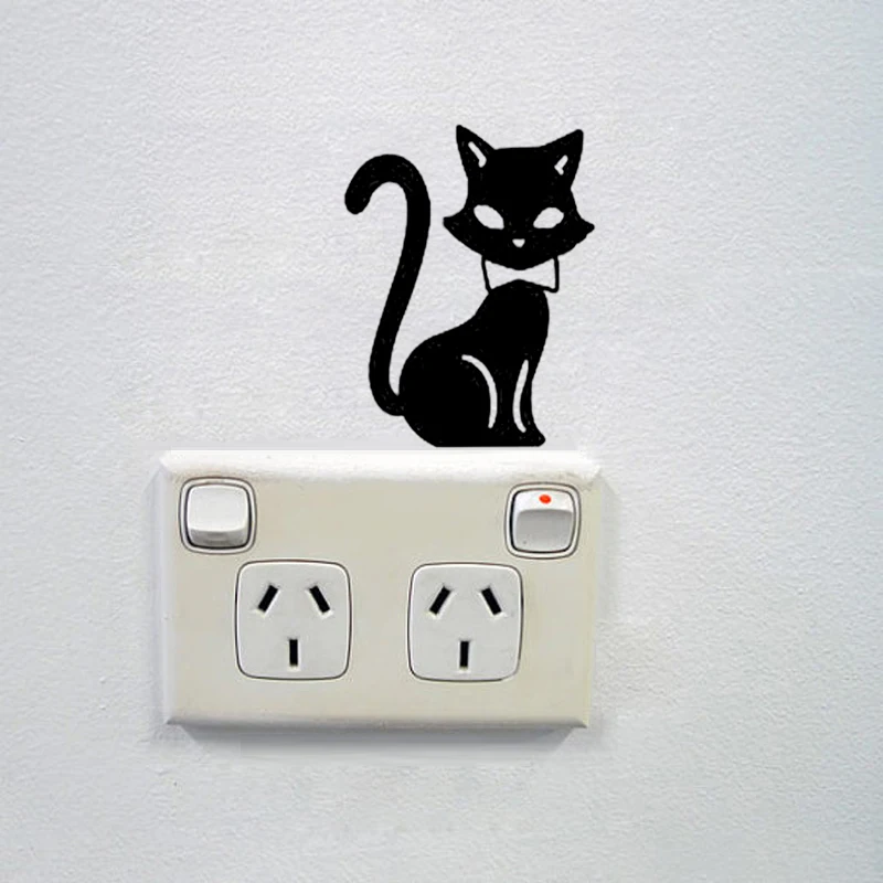Cute Cat Art Switch Sticker Living room Bedroom Decorative Wall