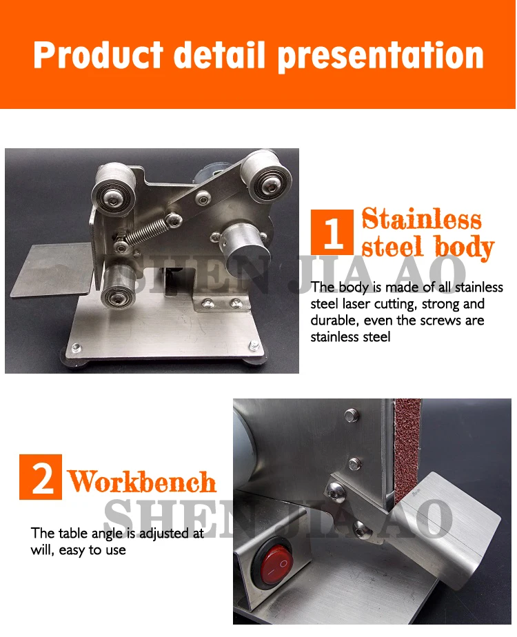 Небольшой мини-ленточный станок из нержавеющей стали самодельный ремень шлифовальный и полировальный станок настольная машина с фиксированным углом заточки 110-220 В