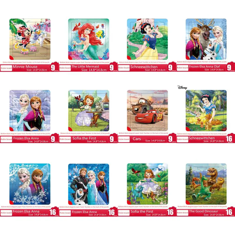 

Puzzle Disney Frozen Mickey Mouse Daisy Duck Sofia Education learning wooden toys for children 9/16 pcs Boy girl toy disney