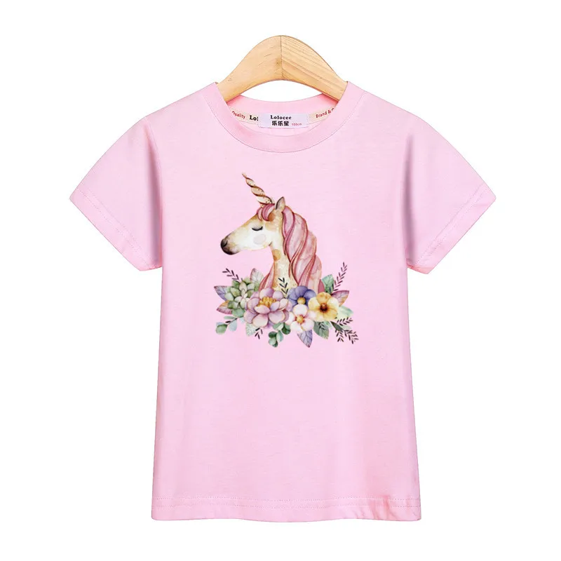 Милые детские футболки для девочек с единорогом Цветочные Топы белая футболка с надписью «Лебедь» Детская осенняя одежда с длинными рукавами хлопковые брендовые футболки для девочек - Цвет: pink2